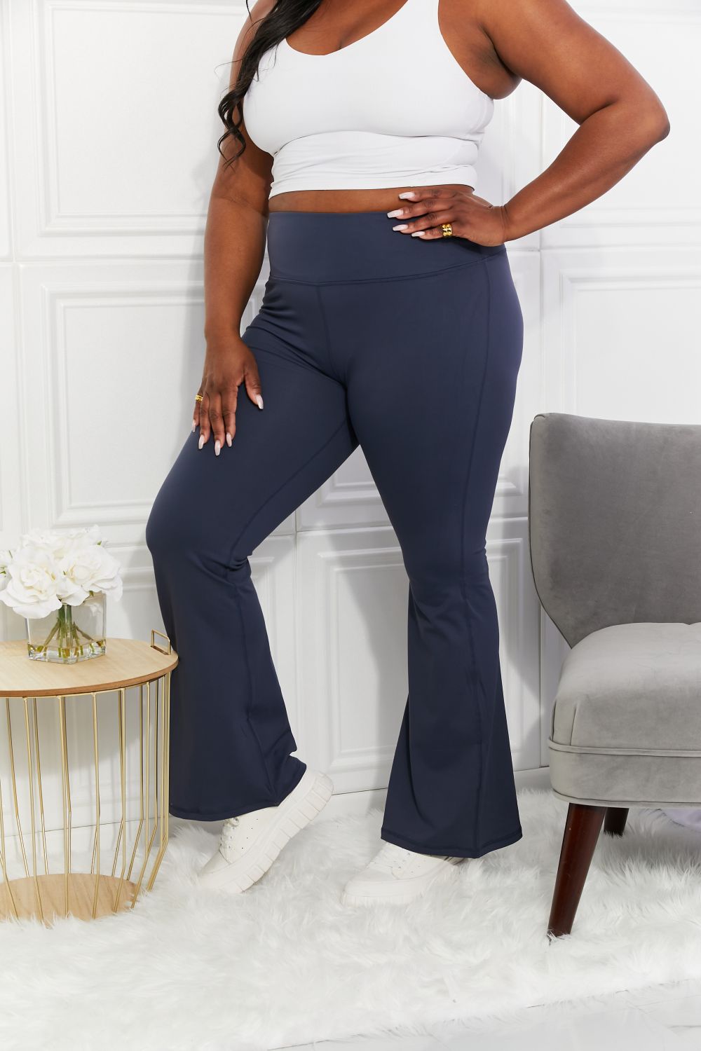 Yelete Full Size Taking Leaps Active Flare Yoga Pants