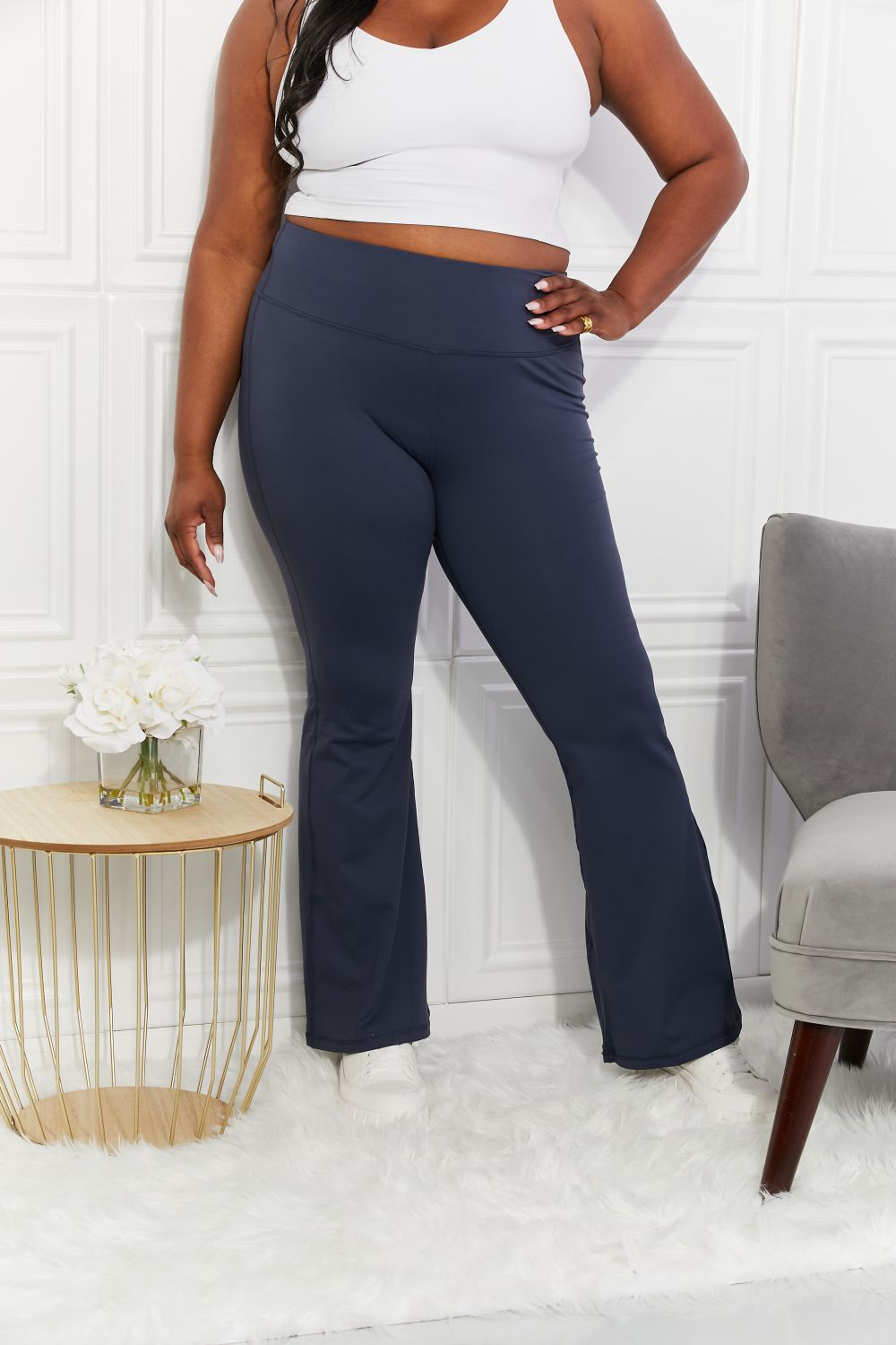 Yelete Full Size Taking Leaps Active Flare Yoga Pants