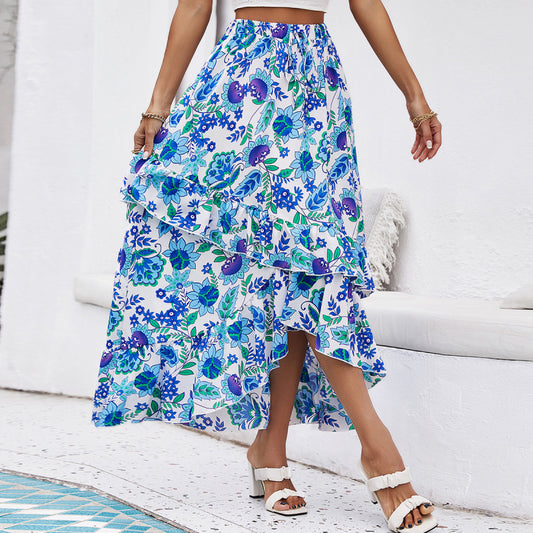 Casual Holiday Bohemian Floral Mid Length Skirt