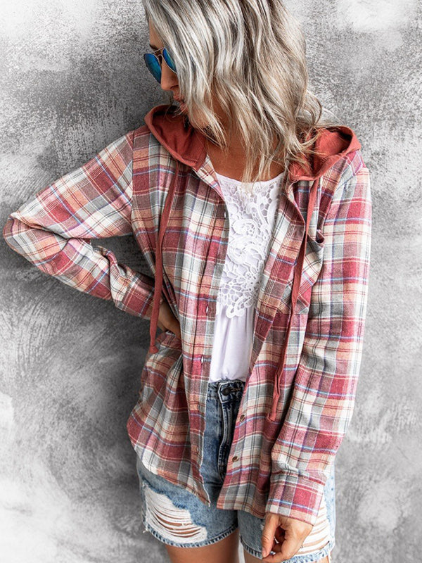 Women's Hoodie Button-Down Casual Shirt Jacket