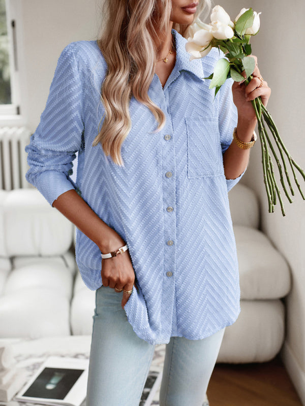 Women's elegant commuter jacquard long-sleeved blouse
