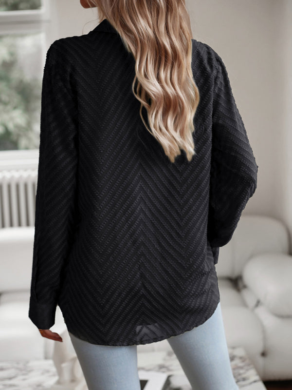 Women's elegant commuter jacquard long-sleeved blouse