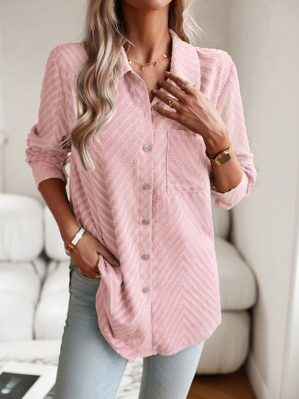 Women's elegant commuter jacquard long-sleeved blouse